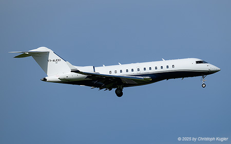 Bombardier BD.700 Global 5000 | T7-ALEX1 | untitled  |  This Bombardier Global 5000 is arriving from Munich after only 0:34 hours flying time. | Z&UUML;RICH (LSZH/ZRH) 31.05.2025