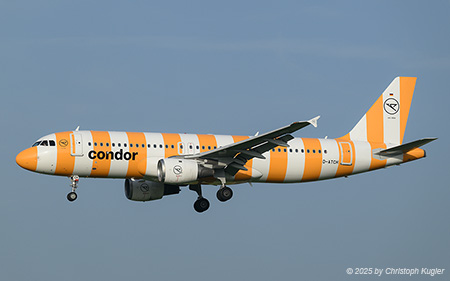 Airbus A320-212 | D-ATCH | Condor  |  This Airbus A320 of Condor Flugdienst was initially entering service with Condor Berlin on 30MAR2001, then as D-AICL. Between 2018 and 2020, it first flew for Air Transat and then for Thomas Cook Airlines Baleares. | Z&UUML;RICH (LSZH/ZRH) 13.06.2025