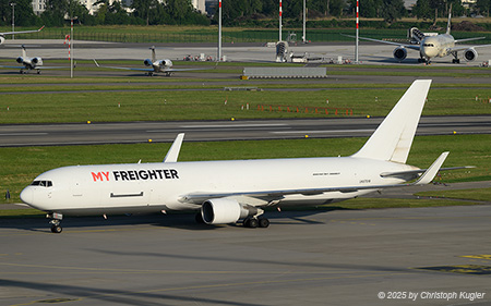 Boeing 767-333ERBCF | UK67018 | My Freighter  |  This Boeing 767-300 of My Freighter has just arrived from Tashkent and is taxing towards its parking position in Zurich. | Z&UUML;RICH (LSZH/ZRH) 20.06.2025