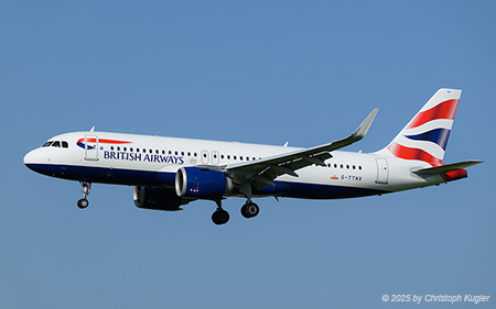 Airbus A320-251n | G-TTNX | British Airways  |  British Airways is currently operating 30 Airbus A320neo and expects 3 more aircraft of this type. | Z&UUML;RICH (LSZH/ZRH) 20.06.2025