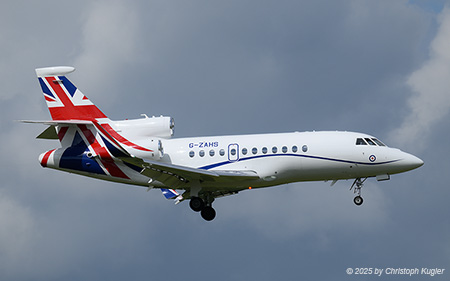 Dassault Falcon 900LX (Envoy IV CC.1) | G-ZAHS | Royal Air Force (Centreline Air Charter)  |  This Dassualt Falcon 900 is carrying HRH Prince William to Switzerland for the soccer game between England and The Netherlands. | Z&UUML;RICH (LSZH/ZRH) 09.07.2025