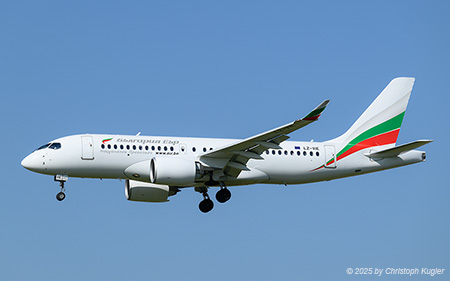 Airbus A220-100 | LZ-VIE | Bulgaria Air  |  Bulgaria Air is only operating two Airbus A220-100 - one of them is seen here approaching runway 14 in Zurich | Z&UUML;RICH (LSZH/ZRH) 11.07.2025
