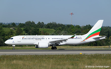 Airbus A220-300 | LZ-FRA | Bulgaria Air  |  Bulgaria Air operates a total of 7 Airbus A220, 5 of them in the longer -300 version. Here, LZ-FRA is seen leaving runway 14 in Zurich after its flight from Sofia. | Z&UUML;RICH (LSZH/ZRH) 08.08.2025