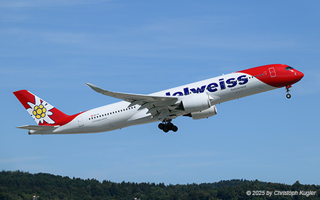 Airbus A350-941 | HB-IHC | Edelweiss Air  |  This Airbus A350-900 of Edelweiss Air is captured departing on runway 16 for its flight to Vancouver. | Z&UUML;RICH (LSZH/ZRH) 06.09.2025