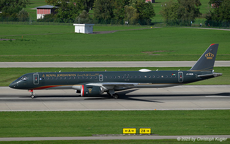 Embraer ERJ-195-E2 | JY-REB | Royal Jordanian Airlines  |  This Embraer ERJ-195 E2 of Royal Jordanian Airlines is captured here operating flight RJA154 from Zurich to Amman. | Z&UUML;RICH (LSZH/ZRH) 14.09.2025