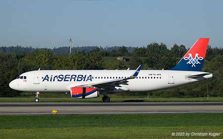 Airbus A320-232 | YU-APO | Air Serbia  |  This Airbus A320 is one of 3 aircraft of this type being operated by Air Serbia and the sole with winglets. | Z&UUML;RICH (LSZH/ZRH) 19.09.2025