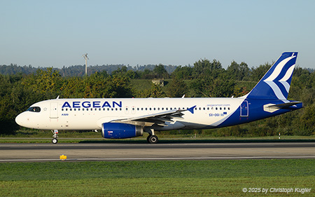 Airbus A320-232 | SX-DGI | Aegean Airlines  |  This Thessaloniki based Airbus A320 of Aegean Airlines is seen here exiting runway 14 in Zurich, thus completing its flight AEA534. | Z&UUML;RICH (LSZH/ZRH) 19.09.2025