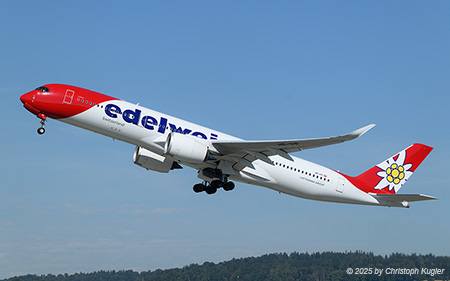 Airbus A350-941 | HB-IHF | Edelweiss Air  |  This Airbus A350-900 of Edelweiss Air is operating flight EDW2 from Zurich to Las Vegas. | Z&UUML;RICH (LSZH/ZRH) 20.09.2025