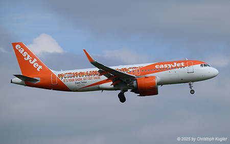 Airbus A320-251n | G-UZHS | easyJet UK  |  This Airbus A320 of easyJet UK is still promoting the EuroVision Song Contest which took place in Basel in MAY2025 | Z&UUML;RICH (LSZH/ZRH) 10.10.2025