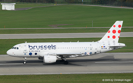 Airbus A319-111 | OO-SSB | Brussels Airlines  |  Brussels Airlines operates 4 flights a day from Zurich to Brussels. This Airbus A319 is seen here accellerating on runway 28 in Zurich as flight  BEL2732. | Z&UUML;RICH (LSZH/ZRH) 31.10.2025