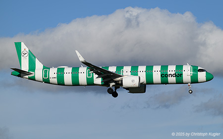 Airbus A321-271nx | D-ANMZ | Condor  |  Condor started to used Airbus A321neo aircraft on their Frankfurt to Zurich shuttle. Of the 6 Airbus A321neo currently in the fleet, 4 are painted in the green island livery.  | Z&UUML;RICH (LSZH/ZRH) 03.11.2025
