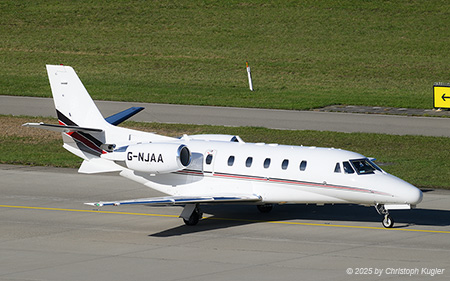 Cessna 560XLS Citation Excel | G-NJAA | untitled (Netjets UK)  |  This Cessna 560XLS of Netjet UK has just landed on runway 14 in Zurich and is seen taxing towards its parking position in sector 1 | Z&UUML;RICH (LSZH/ZRH) 04.11.2025