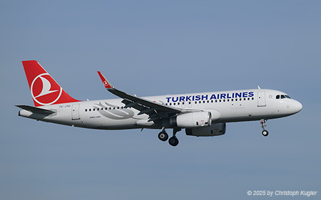 Airbus A320-232 | TC-JTU | Turkish Airlines  |  This Airbus A320 in the colors of Turkish Airlines is seen here operating AJet's flight TKJ053 from Istanbul to Zurich. | Z&UUML;RICH (LSZH/ZRH) 05.11.2025