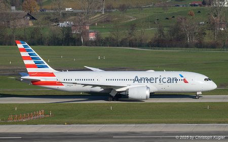 Boeing 787-8 | N883BM | American Airlines  |  American Airlines is often using runway 28 in Zurich for its flight to Philadelphia. This particular aircraft entered service on 09JUN2023. | Z&UUML;RICH (LSZH/ZRH) 18.11.2025