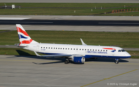 Embraer ERJ-190LR | G-LCAF | BA CityFlyer  |  This Embraer ERJ-190 is operating flight BAW8766 to London City. The company operates a total of 20 aircraft. | Z&UUML;RICH (LSZH/ZRH) 18.11.2025