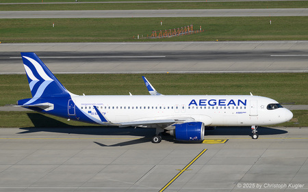 Airbus A320-271n | SX-NEP | Aegean Airlines  |  This Airbus A320neo of Aegean Airlines was delivered in AUG2023 to the current operator. The Greek airline currently has 21 aircraft of this type on strength, but 10 of them are parked at Athens - mainly due to engine problems.  | Z&UUML;RICH (LSZH/ZRH) 18.11.2025