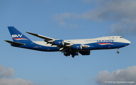 Boeing 747-83QF | VQ-BVB | Silk Way West Airlines  |  This Boeing 747-800 of Silkway West Airlines is picking up a spare engine for the stranded Airbus A350-900 of Edelweiss Air and later brought it to Bogota.  | Z&UUML;RICH (LSZH/ZRH) 27.11.2025
