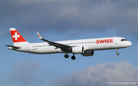 Airbus A321-271nx | HB-JPF | Swiss International Air Lines  |  This Airbus A321neo of Swiss International Airlines is capture here arriving as flight SWR317 from London-Heathrow.  | Z&UUML;RICH (LSZH/ZRH) 27.11.2025