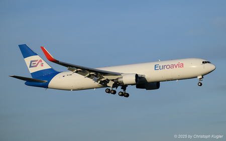 Boeing 767-330ERBDSF | 5B-DEE | Euroavia Airlines  |  This Boeing 767-300 of Euroavia is the sole aircraft of this airline from Cyprus. It is seen here arriving shortly before sunset in Zurich. | Z&UUML;RICH (LSZH/ZRH) 29.11.2025