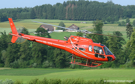 Eurocopter AS350 B2 Ecureuil | HB-ZPF | untitled (Airport Helicopter AHB)  |  This helicopter is departing for a pleasure flight to the Swiss mountains. | LSZO 14.06.2025