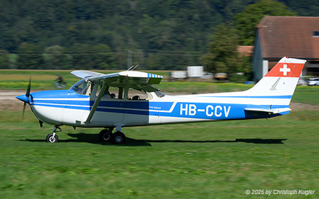Reims/Cessna F172M | HB-CCV | untitled  |  This Cessna 172 retains its classic look and still has the lark logo painted in the tail. | LSZP 31.08.2025