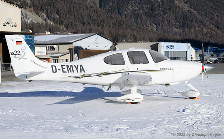 Cirrus SR22 | D-EMYA | private  |  This German registered Cirrus SR22 has spend the night on the snow parking at Samedan.  | SAMEDAN (LSZS/SMV) 27.12.2025