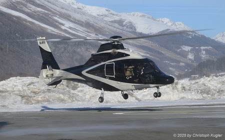 Airbus Helicopters EC155 B1 | 3A-MTG | untitled  |  This Airbus Helicopters EC155 B1 is about to land on helipad 3 after its flight from Monaco. | SAMEDAN (LSZS/SMV) 27.12.2025