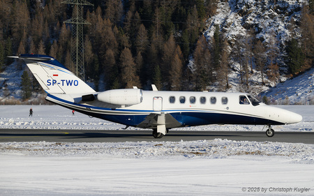 Cessna 525A CitationJet CJ2 | SP-TWO | untitled (Bartolini Air)  |  This 2004-built Cessna 525A CitationJet CJ2 of Barolini Air is entering the runway at Samedan for its flight to Munich.  | SAMEDAN (LSZS/SMV) 27.12.2025