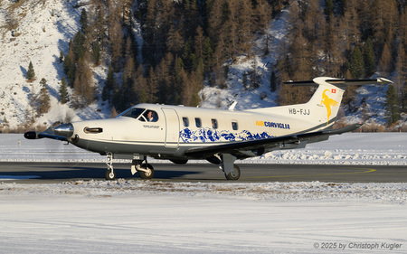 Pilatus PC-12/47E NGX | HB-FJJ | Air Corviglia  |  This Pilatus PC-12 of Air Corviglia was delivered on 25MAR2025 to the current operator.  | SAMEDAN (LSZS/SMV) 27.12.2025