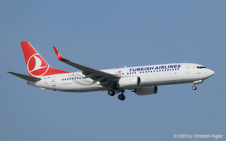 Boeing 737-8F2 | TC-JVE | Turkish Airlines  |  Another Boeing 737-800 of Turkish Airlines operating the short flight from Istanbul to Antalya. | ANTALYA (LTAI/AYT) 09.05.2025