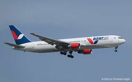Boeing 767-3Q8ER | RA-73030 | Azur Air  |  Operating in an economy class only configuration with 336 seats, this Boeing 767-300 is seen here arriving from Moscow-Vnukovo as flight AZV1003 | ANTALYA (LTAI/AYT) 09.05.2025