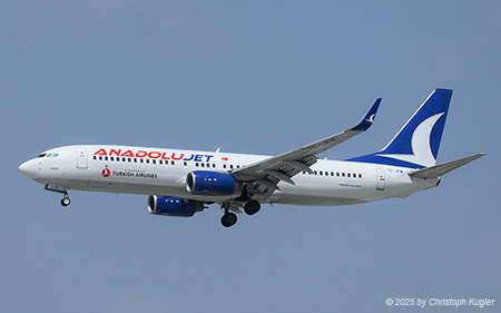 Boeing 737-8F2 | TC-JFM | AJet  |  This Boeing 737-800 TC-JFM was initially purchased by Turkish Airlines and delivered on 26MAY1999 to the airline. It was then transferred on 29JAN2021 to Anadolujet which later became AJet. | ANTALYA (LTAI/AYT) 11.05.2025