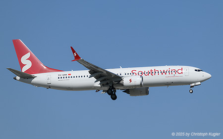 Boeing 737 MAX 8 | TC-GRK | Southwind Airlines  |  This Boeing 737 MAX 8 was handed over to the current operator on 13APR2023. The aircraft however was stored at Keflavik for 3 months before continuing its delivery flight.  | ANTALYA (LTAI/AYT) 13.05.2025