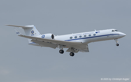 Gulfstream V | 678 | Greek Air Force  |  This Gulfstream GV of the Greek Air Force was arriving for an informal meeting of NATO foreign ministers held at Antalya. | ANTALYA (LTAI/AYT) 14.05.2025