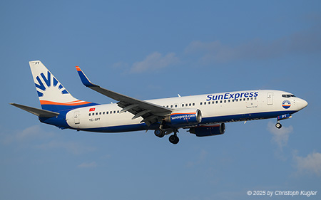 Boeing 737-8U3 | TC-SPT | SunExpress  |  Another early morning arrival shot of an aircraft departing in the middle of the night at Cologne. | ANTALYA (LTAI/AYT) 14.05.2025