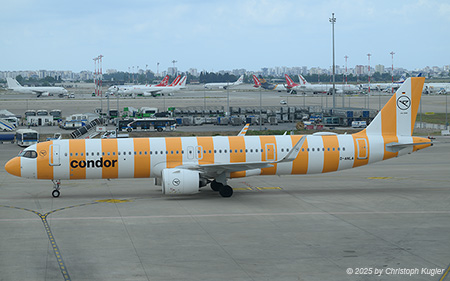 Airbus A321-271nx | D-ANLA | Condor  |  This Airbus A321neo of Condor is one of only two aircraft of this type painted in the Yellow Sunshine livery. | ANTALYA (LTAI/AYT) 16.05.2025