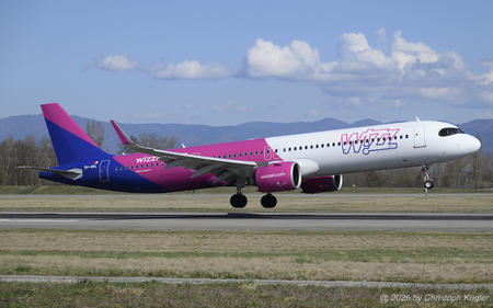 Airbus A321-271nx | 9H-WNL | Wizzair Malta  |  This Airbus A321neo of Wizzair Malta is seen here touching down on runway 15 in Basel. Wizzair operates a total of 108 aircraft of this type. | BASLE (LFSB/BSL) 02.03.2026