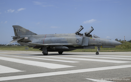 McDonnell Douglas F-4E (AUP) Phantom II | 01520 | Greek Air Force  |  Another F-4E (AUP) Phantom II is about to enter the last chance area. There are 3 runways at Amavida Air Base, but only the center one has been used during the visit. | ANDRAVIDA (LGAD/PYR) 13.05.2026