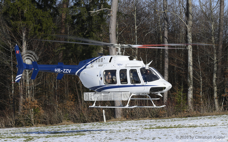 Bell 407 GXP | HB-ZZV | untitled (Haute Aviation)  |  This Bell 407 of Haute Aviation is seen here departing from the temporary landing ground at Guldenen. | GULDENEN (----/---) 19.01.2026