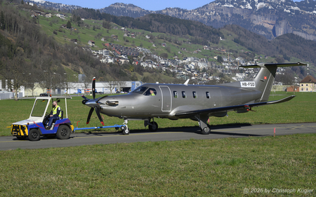 Pilatus PC-12/47G PRO | HB-FSD | Pilatus Flugzeugwerke  |  This Pilatus PC-12/47G PRO just had its navigational systems calibrated and is towed back to the production facility.  | BUOCHS (LSZC/BXO) 25.02.2026