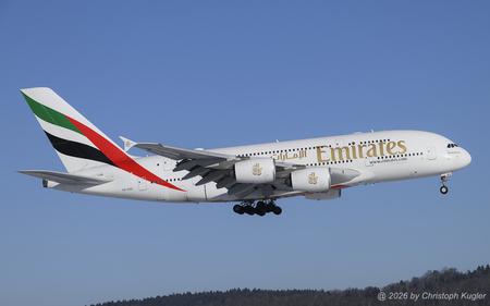 Airbus A380-861 | A6-EDS | Emirates Airline  |  This Airbus A380 was delivered on 16DEC2011 to the current operator.  | Z&UUML;RICH (LSZH/ZRH) 03.01.2026
