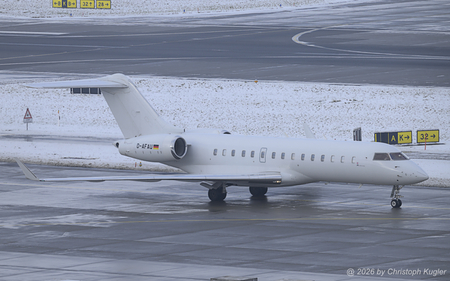 Bombardier BD.700 Global Express | D-AFAU | untitled (FAI rent-a-jet)  |  This all-white Bombardier Global Express has landed from Las Vegas a few minutes ago and is seen here taxing towards its parking position. | Z&UUML;RICH (LSZH/ZRH) 11.01.2026