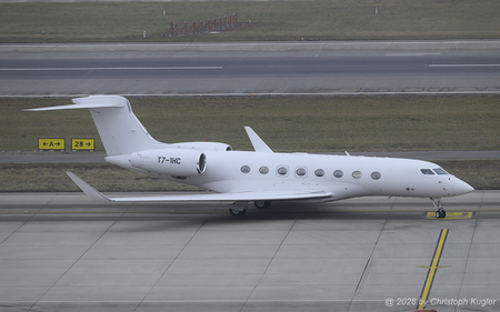 Gulfstream G650 | T7-1HC | untitled  |  This all-white Gulfstream G650 carries almost the identical registration as the Embraer EMB-135BJ T7-IHC, which arrived a few hours later. | Z&UUML;RICH (LSZH/ZRH) 18.01.2026