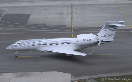 Gulfstream G500 (GVII) | OE-LVA | untitled (M Jet)  |  This Gulfstream G500 is a common visitor to Zurich airport. It is seen here taxing to its parking position next to SR Technics.  | Z&UUML;RICH (LSZH/ZRH) 18.01.2026