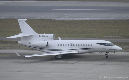 Dassault Falcon 7X | 9H-GSWAN | untitled (Albinati Aviation)  |  This Dassault Falcon 7X of Albinati Aviation was built in 2014 and is normally based in Lugano. It is seen here taxing to runway 28 in Zurich for its flight to Washington DC. | Z&UUML;RICH (LSZH/ZRH) 23.01.2026