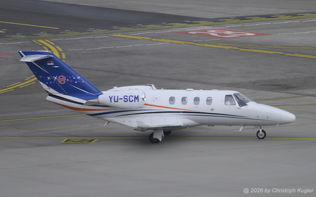 Textron Citation M2 | YU-SCM | untitled (Prince Aviation)  |  This Textron Citation M2 was acquired by Prince Aviation in NOV2023. It is seen here taxing to its parking position in the general aviation area at Zurich. | Z&UUML;RICH (LSZH/ZRH) 25.01.2026