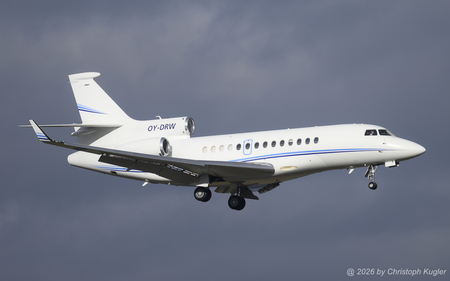 Dassault Falcon 7X | OY-DRW | untitled (Air Alsie)  |  This Dassault Falcon 7X is captured during a sunny spell whilst approaching runway 14 in Zurich. | Z&UUML;RICH (LSZH/ZRH) 02.02.2026
