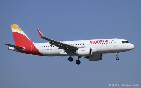 Airbus A320-251n | EC-NZP | Iberia  |  This Airbus A320neo of Iberia entered service on 03APR2023. Today, Iberia operates no less than 22 such aircraft and plans to acquire 5 more.  | Z&UUML;RICH (LSZH/ZRH) 20.03.2026