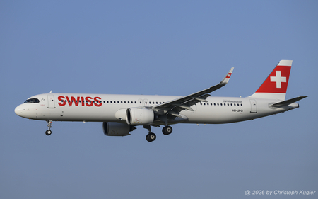 Airbus A321-271nx | HB-JPG | Swiss International Air Lines  |  This is the latest Airbus A321neo of Swiss International Airlines. It entered service on 28MAR2026. | Z&UUML;RICH (LSZH/ZRH) 02.04.2026