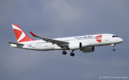 Airbus A220-300 | OK-FYD | Smart Wings  |  This Airbus A220-300 is operated by Smartwings, but carries the colour scheme and titles of CSA - Czech Airlines. The later ceased its operations in 2024. | Z&UUML;RICH (LSZH/ZRH) 02.04.2026